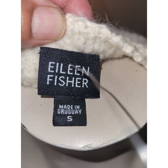 Eileen Fisher Ivory Knit Sweater S Made In Uruguay Wool Blend Long Sleeve luxury - Picture 5 of 8
